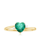 6 MM Heart Lab Grown Emerald Minimal Solitaire Promise Ring Lab Created Emerald - ( AAAA ) - Quality - Rosec Jewels