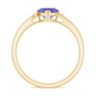 Heart Shape Tanzanite Solitaire Promise Ring with Diamond Tanzanite - ( AAA ) - Quality - Rosec Jewels