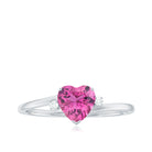 1 CT Heart Shape Pink Tourmaline Solitaire Promise Ring with Diamond Pink Tourmaline - ( AAA ) - Quality - Rosec Jewels