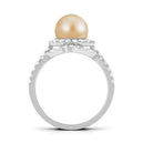 South Sea Pearl and Diamond Halo Wedding Ring Set South Sea Pearl - ( AAA ) - Quality - Rosec Jewels