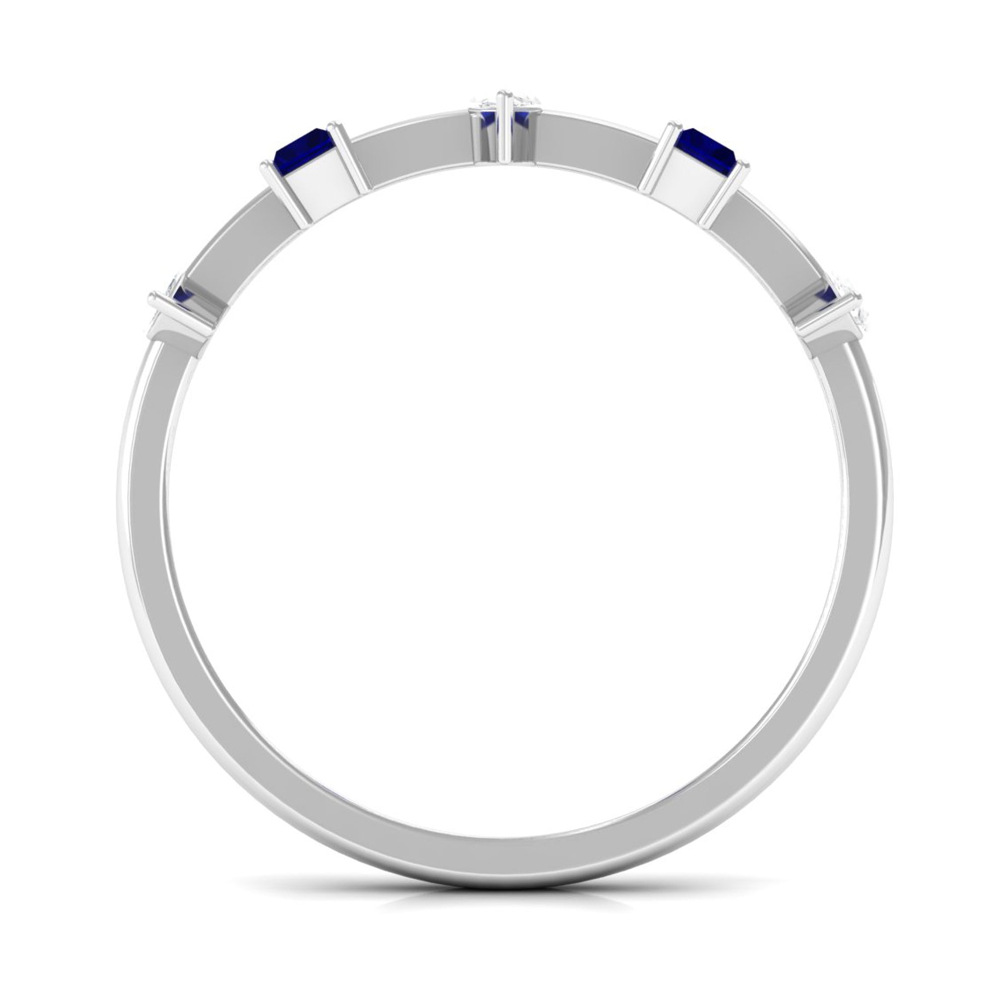 0.50 CT Baguette Blue Sapphire and Marquise Diamond Minimal Half Eternity Ring Blue Sapphire - ( AAA ) - Quality - Rosec Jewels