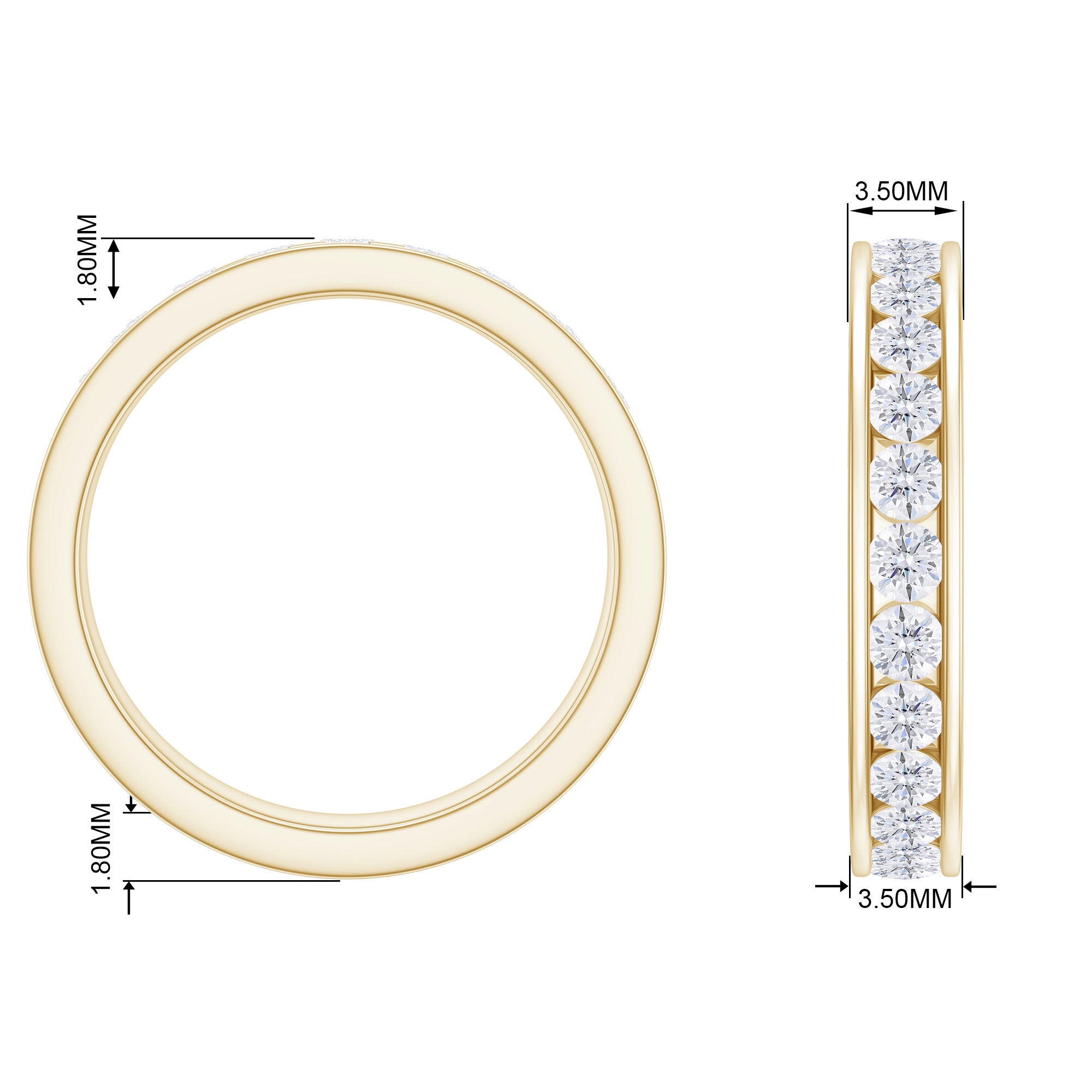 Channel Set Round Cubic Zirconia Full Eternity Band Ring Zircon - ( AAAA ) - Quality - Rosec Jewels