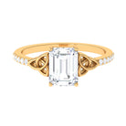 2 CT Emerald Cut Moissanite Solitaire Celtic Engagement Ring in Gold Moissanite - ( D-VS1 ) - Color and Clarity - Rosec Jewels