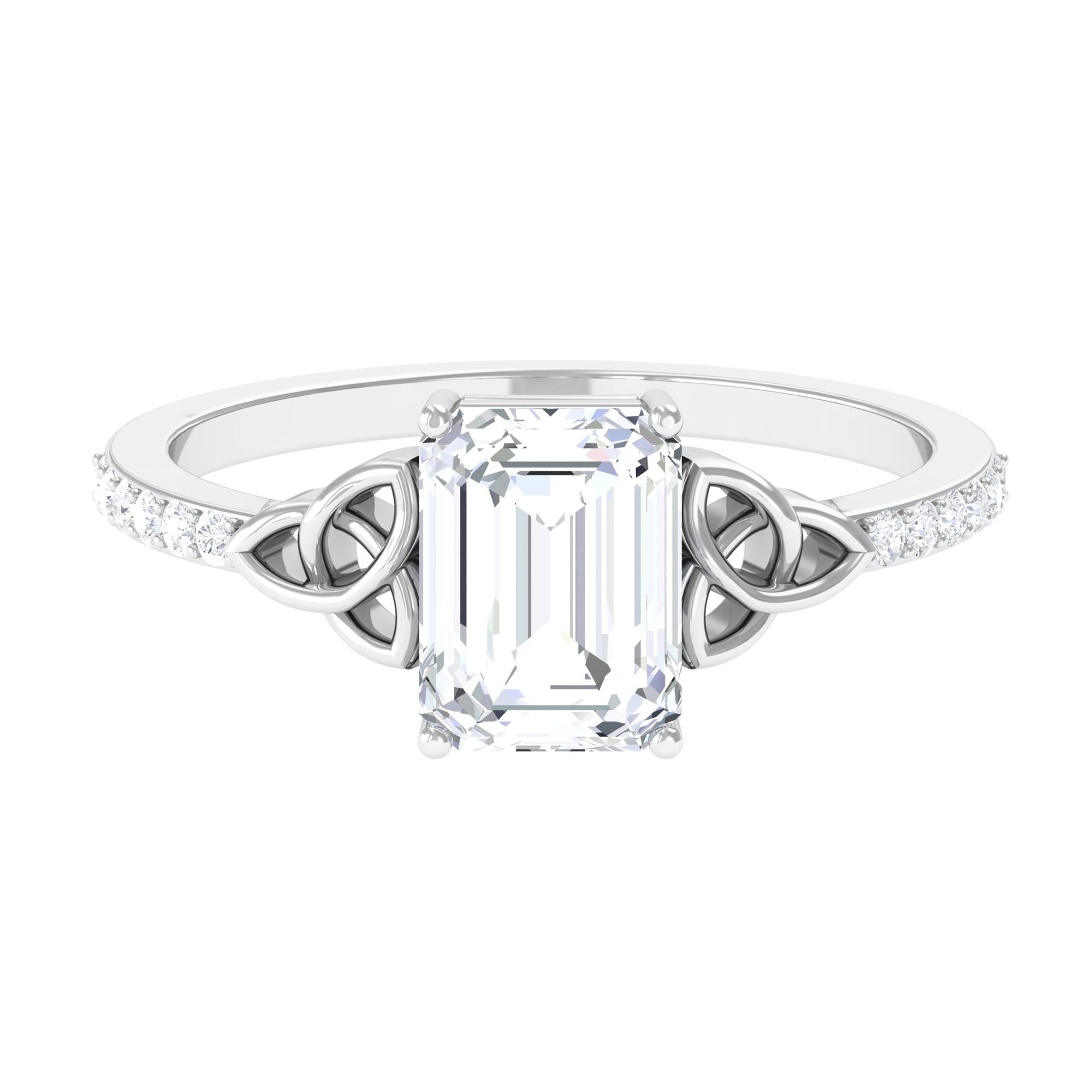 2.75 CT Emerald Cut Zircon Solitaire Celtic Engagement Ring in Gold Zircon - ( AAAA ) - Quality - Rosec Jewels