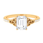 2.75 CT Emerald Cut Zircon Solitaire Celtic Engagement Ring in Gold Zircon - ( AAAA ) - Quality - Rosec Jewels