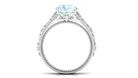 Cushion Cut Solitaire Sky Blue Topaz and Diamond Floral Engagement Ring Sky Blue Topaz - ( AAA ) - Quality - Rosec Jewels