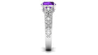 Cushion Cut Solitaire Amethyst Floral Engagement Ring with Diamond Amethyst - ( AAA ) - Quality - Rosec Jewels