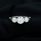 3 Stone Round Cubic Zirconia Crossover Engagement Ring Zircon - ( AAAA ) - Quality - Rosec Jewels