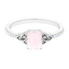 Octagon Cut Solitaire Rose Quartz Celtic Knot Engagement Ring with Diamond Rose Quartz - ( AAA ) - Quality - Rosec Jewels