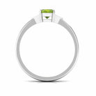 Oval Peridot Solitaire Ring with Diamond Accent Peridot - ( AAA ) - Quality - Rosec Jewels