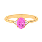 1 CT Oval Pink Sapphire Solitaire Ring with Diamond Accent Pink Sapphire - ( AAA ) - Quality - Rosec Jewels