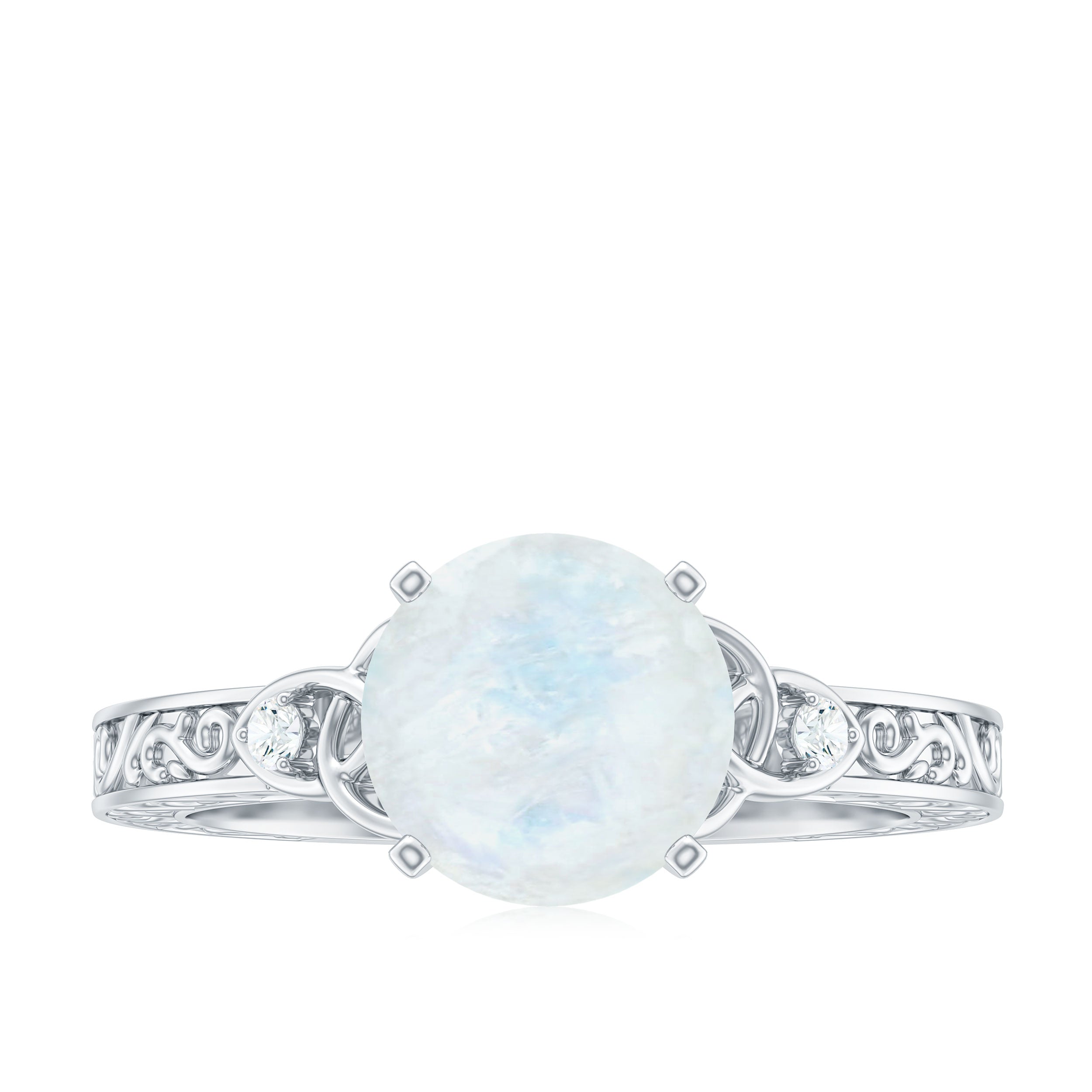 1 CT Solitaire Moonstone Celtic Knot Ring with Diamond Moonstone - ( AAA ) - Quality - Rosec Jewels