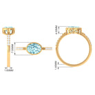 Bezel Set Oval Aquamarine East West Engagement Ring with Diamond Aquamarine - ( AAA ) - Quality - Rosec Jewels