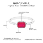 Emerald Cut Ruby East West Engagement Ring with Diamond Ruby - ( AAA ) - Quality - Rosec Jewels