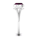 3.25 CT Cushion Cut Rhodolite Solitaire Engagement Ring with Split Shank Diamond Rhodolite - ( AAA ) - Quality - Rosec Jewels