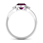 3.25 CT Cushion Cut Rhodolite Solitaire Engagement Ring with Split Shank Diamond Rhodolite - ( AAA ) - Quality - Rosec Jewels