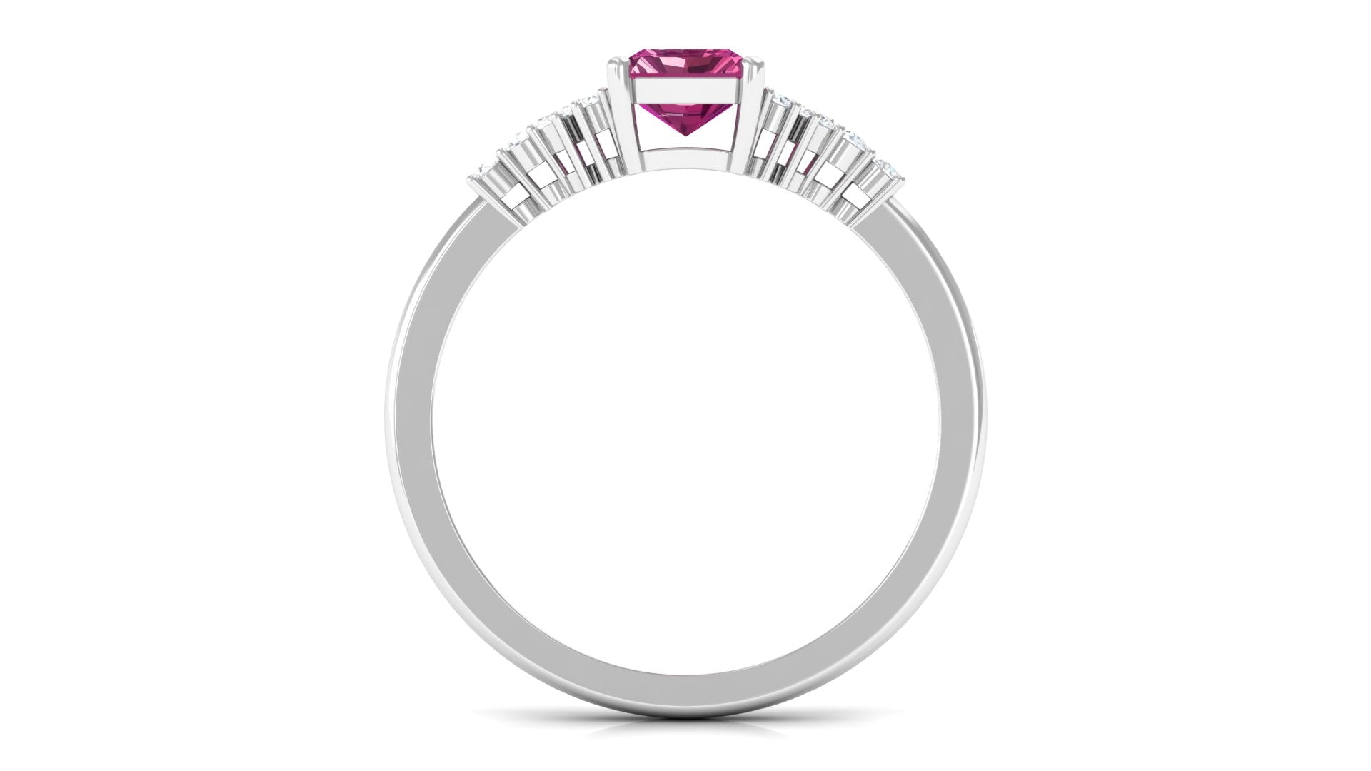 Octagon Cut Pink Tourmaline and Diamond Solitaire Engagement Ring Pink Tourmaline - ( AAA ) - Quality - Rosec Jewels