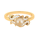 Designer South Sea Pearl Engagement Ring with Diamond South Sea Pearl - ( AAA ) - Quality - Rosec Jewels