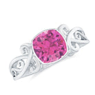 Vintage Style Pink Tourmaline Solitaire Ring in Bezel Setting Pink Tourmaline - ( AAA ) - Quality - Rosec Jewels