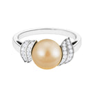 7.75 CT Elegant South Sea Pearl Solitaire Engagement Ring with Diamond South Sea Pearl - ( AAA ) - Quality - Rosec Jewels