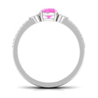 Created Pink Sapphire and Diamond Anniversary Double Band Ring Lab Created Pink Sapphire - ( AAAA ) - Quality - Rosec Jewels