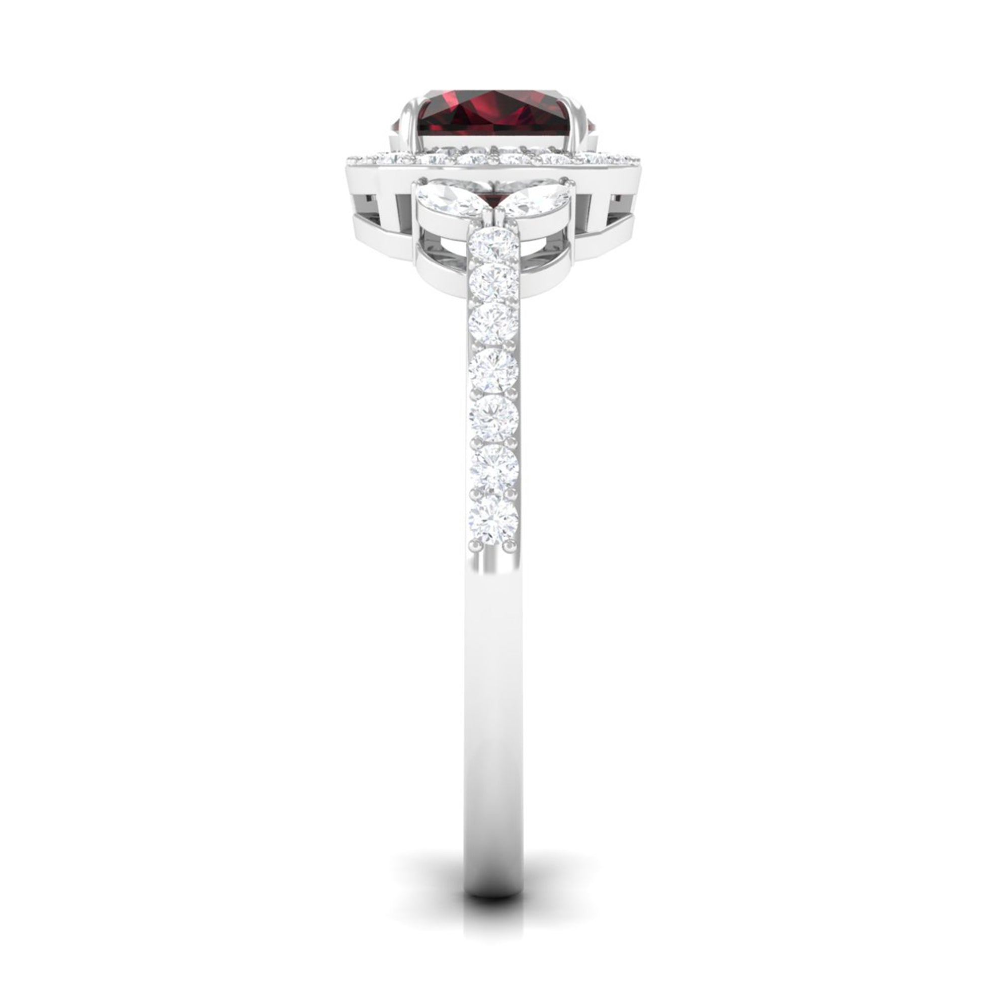 2 CT Natural Garnet Halo Engagement Ring with Diamond Garnet - ( AAA ) - Quality - Rosec Jewels