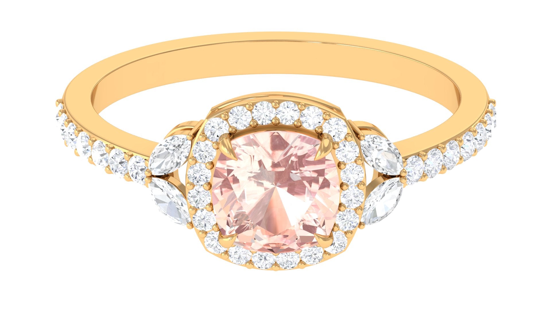 1.75 CT Morganite Halo Engagement Ring with Diamond Morganite - ( AAA ) - Quality - Rosec Jewels