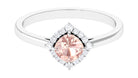 Cushion Cut Morganite Engagement Ring with Diamond Halo Morganite - ( AAA ) - Quality - Rosec Jewels