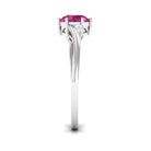 Round Shape Pink Tourmaline Solitaire Ring with Diamond Pink Tourmaline - ( AAA ) - Quality - Rosec Jewels