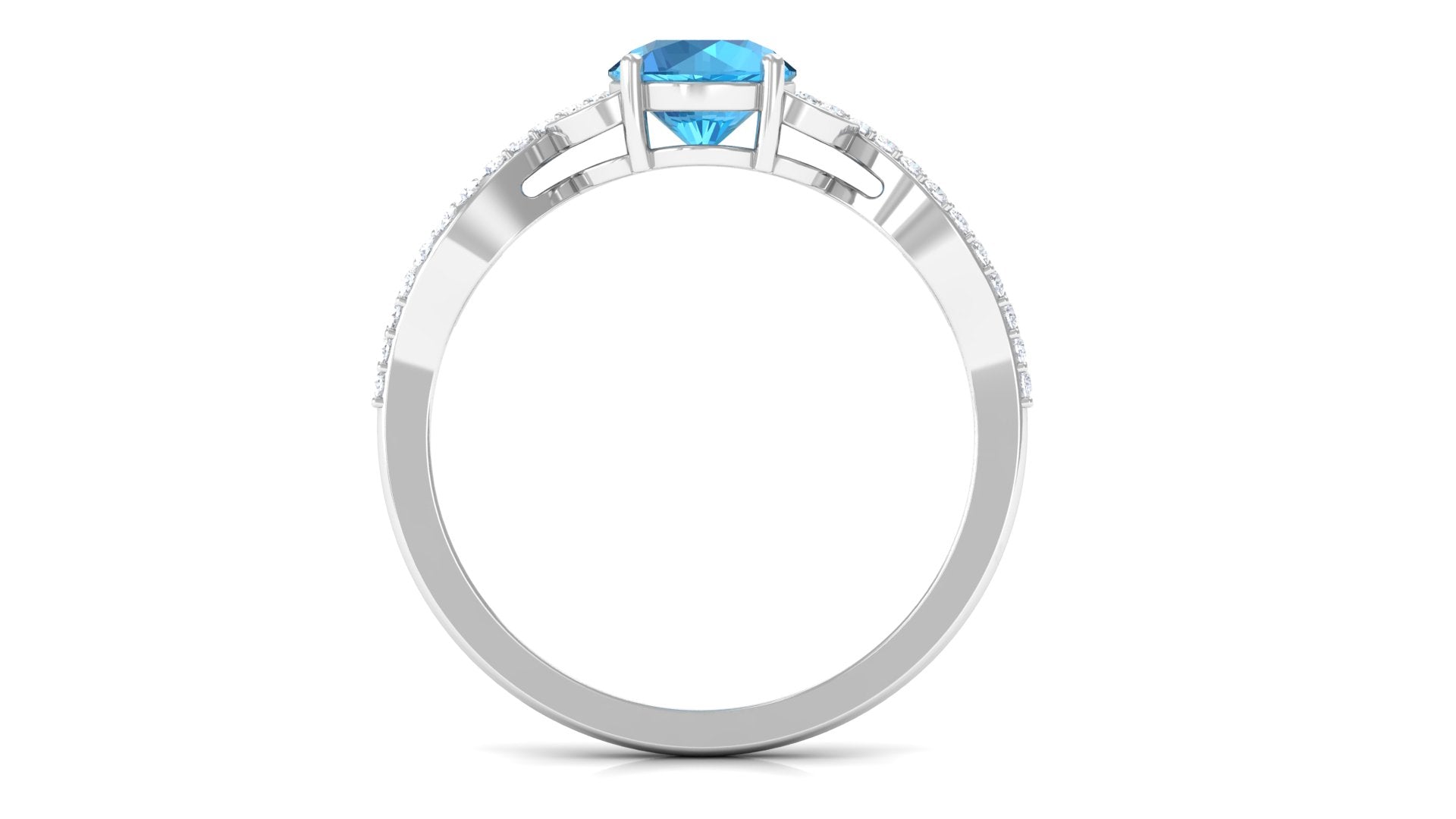 Round Swiss Blue Topaz Designer Engagement Ring with Diamond Swiss Blue Topaz - ( AAA ) - Quality - Rosec Jewels