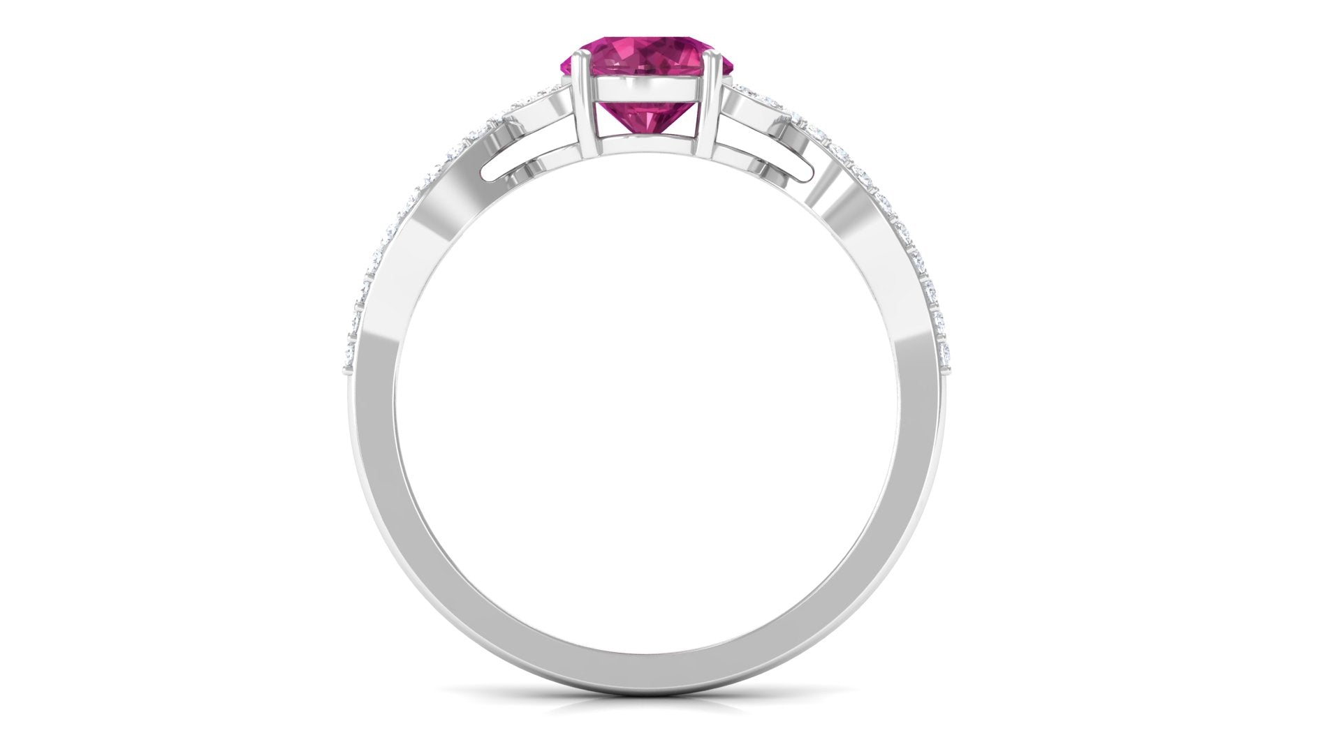 Round Shape Pink Tourmaline Designer Engagement Ring with Diamond Pink Tourmaline - ( AAA ) - Quality - Rosec Jewels