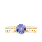 Solitaire Tanzanite and Diamond Double Band Ring Tanzanite - ( AAA ) - Quality - Rosec Jewels