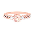 Round Shape Morganite Designer Engagement Ring with Diamond Side Stones Morganite - ( AAA ) - Quality - Rosec Jewels