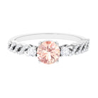 Round Shape Morganite Designer Engagement Ring with Diamond Side Stones Morganite - ( AAA ) - Quality - Rosec Jewels