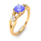 1.75 CT Pure Tanzanite Floral and Diamond Solitaire Crossover Ring Tanzanite - ( AAA ) - Quality - Rosec Jewels