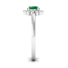 5 MM Round Lab Created Emerald Gold Floral Solitaire Ring in Prong Setting Lab Created Emerald - ( AAAA ) - Quality - Rosec Jewels