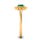 5 MM Round Lab Created Emerald Gold Floral Solitaire Ring in Prong Setting Lab Created Emerald - ( AAAA ) - Quality - Rosec Jewels