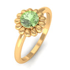 Real Green Sapphire Solitaire Flower Promise Ring Green Sapphire - ( AAA ) - Quality - Rosec Jewels