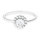 Zircon Floral Solitaire Ring Zircon - ( AAAA ) - Quality - Rosec Jewels