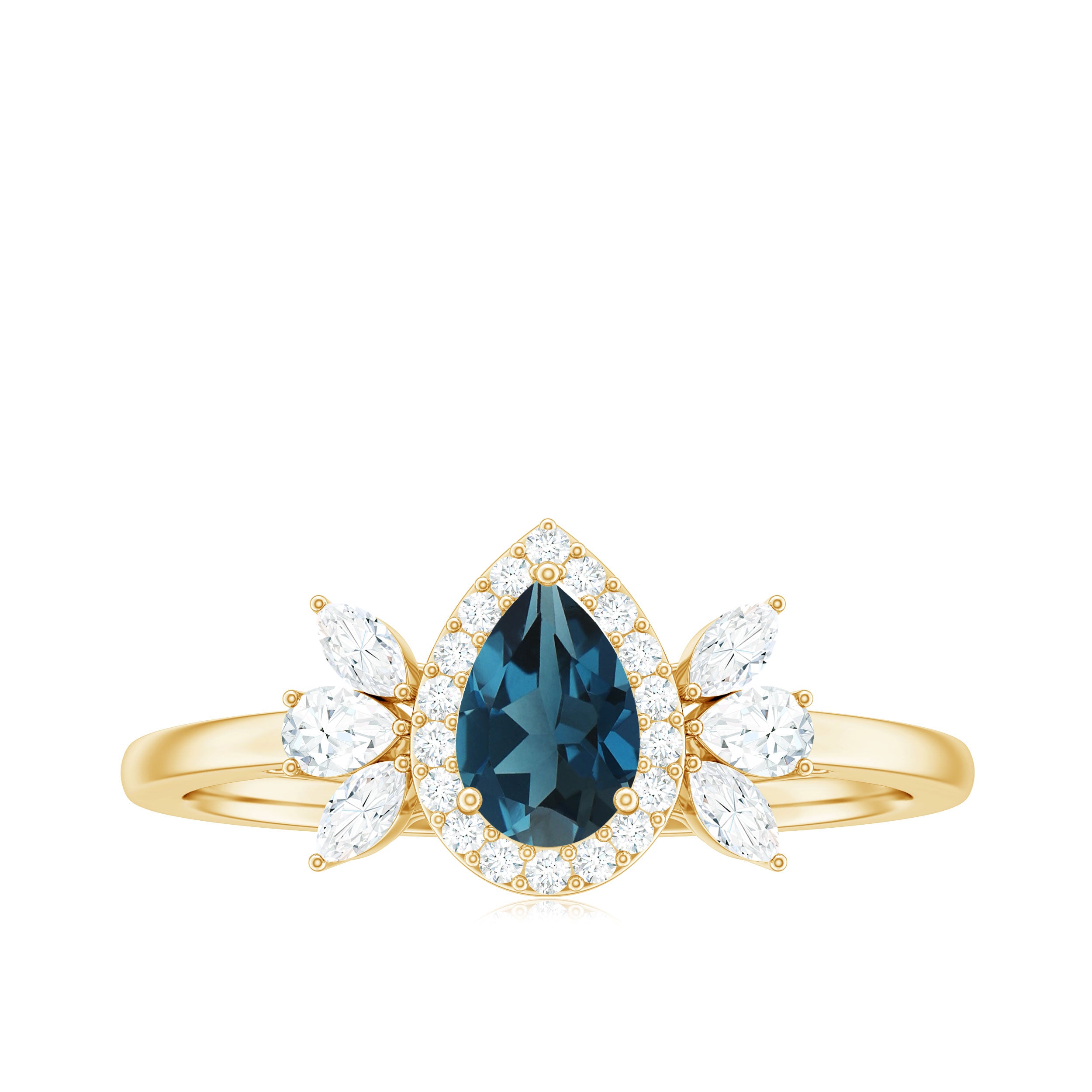 1.25 CT Pear Shape London Blue Topaz Engagement Ring with Diamond Accent London Blue Topaz - ( AAA ) - Quality - Rosec Jewels