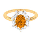 1.75 CT Oval Citrine Designer Halo Engagement Ring with Moissanite Citrine - ( AAA ) - Quality - Rosec Jewels