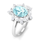 1.75 CT Aquamarine Designer Halo Engagement Ring with Moissanite Aquamarine - ( AAA ) - Quality - Rosec Jewels