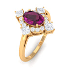 1.75 CT Oval Rhodolite Cocktail Engagement Ring with Diamond Halo Rhodolite - ( AAA ) - Quality - Rosec Jewels