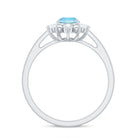 1.50 CT Oval Cut Aquamarine Floral Ring with Diamond Halo Aquamarine - ( AAA ) - Quality - Rosec Jewels