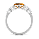 Simple Asscher Cut Citrine Solitaire Engagement Ring with Moissanite Citrine - ( AAA ) - Quality - Rosec Jewels