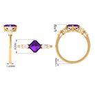 Asscher Cut Amethyst Solitaire Ring with Moissanite Side Stone Amethyst - ( AAA ) - Quality - Rosec Jewels