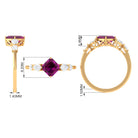 Simple Asscher Cut Rhodolite Solitaire Engagement Ring with Moissanite Rhodolite - ( AAA ) - Quality - Rosec Jewels