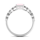 1.5 CT Asscher Cut Rose Quartz Solitaire Engagement Ring with Diamond Rose Quartz - ( AAA ) - Quality - Rosec Jewels