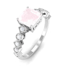 1.5 CT Asscher Cut Rose Quartz Solitaire Engagement Ring with Diamond Rose Quartz - ( AAA ) - Quality - Rosec Jewels