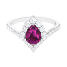 2.75 CT Pear Rhodolite Teardrop Engagement Ring with Moissanite Halo Rhodolite - ( AAA ) - Quality - Rosec Jewels